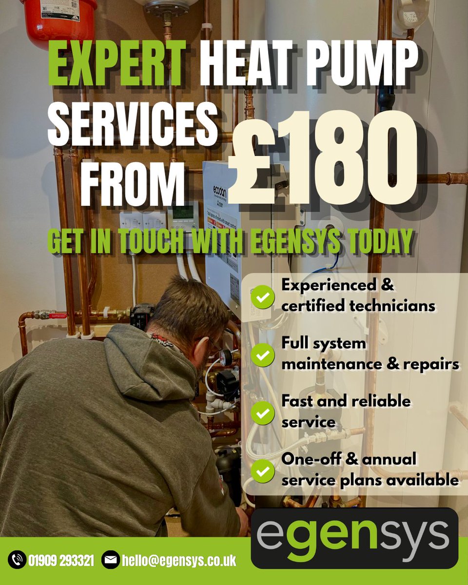 egensys's tweet photo. Booking a service is quick, we turn up on time, do the job properly &amp; leave you with a system you can rely on.
Let us keep your heat pump running the way it should. Book a service with us today!
#HeatPumpService #ASHP #HeatPump #AirSourceHeatPump #EnergyEfficiency #heatpumprepair https://t.co/JuGaVWUMXU