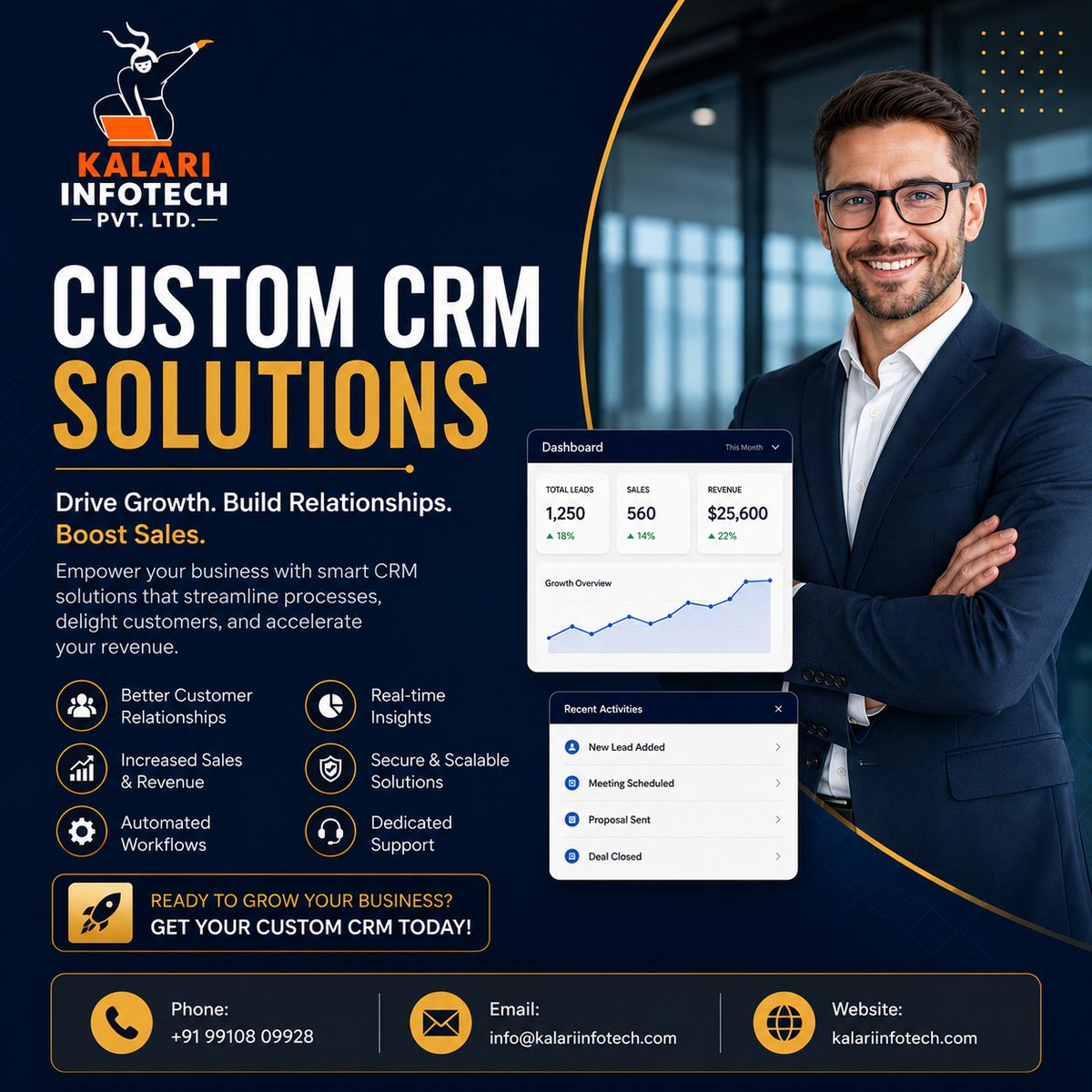 Kalariinfotech's tweet photo. 🚀 Grow faster with a Custom CRM Solution from Kalari Infotech!

✅ Manage Leads
✅ Automate Sales
✅ Improve Customer Relationships
✅ Increase Revenue
Book your FREE consultation today.
📞 +91 99108 09928
🌐 https://t.co/5TOvPyD83e
#CRM #LeadGeneration #BusinessGrowth https://t.co/gxW9gdR4hm