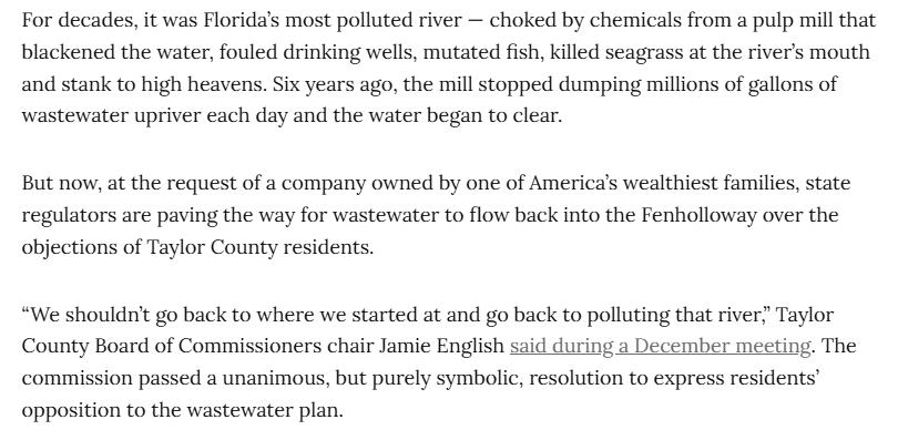 NateM_Tributary's tweet photo. New @TheFloridaTrib | Florida’s most polluted river got clean. A company could dump wastewater into it again

✍️ @NicolasFuRivero https://t.co/bOeTA8bz1o