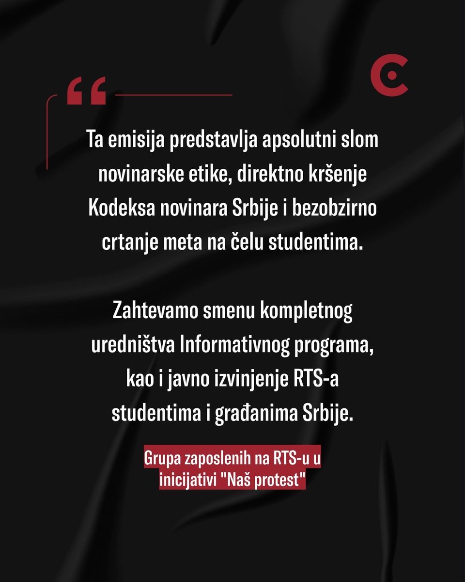 cenzolovka's tweet photo. 📺 Nekoliko sati nakon saopštenja Tužilaštva - RTS emituje propagandnu emisiju "Dosije 'Zvučni top' - frekvencija straga". 

🛑 Kod voditeljke Nikoline Rakić gostovali su tužilac Miodrag Marković, advokat Dragoslav Ljubičanović i Milan Petričković sa FPN - bez predstavnika studenata ili onih koji zastupaju drugačije stavove.