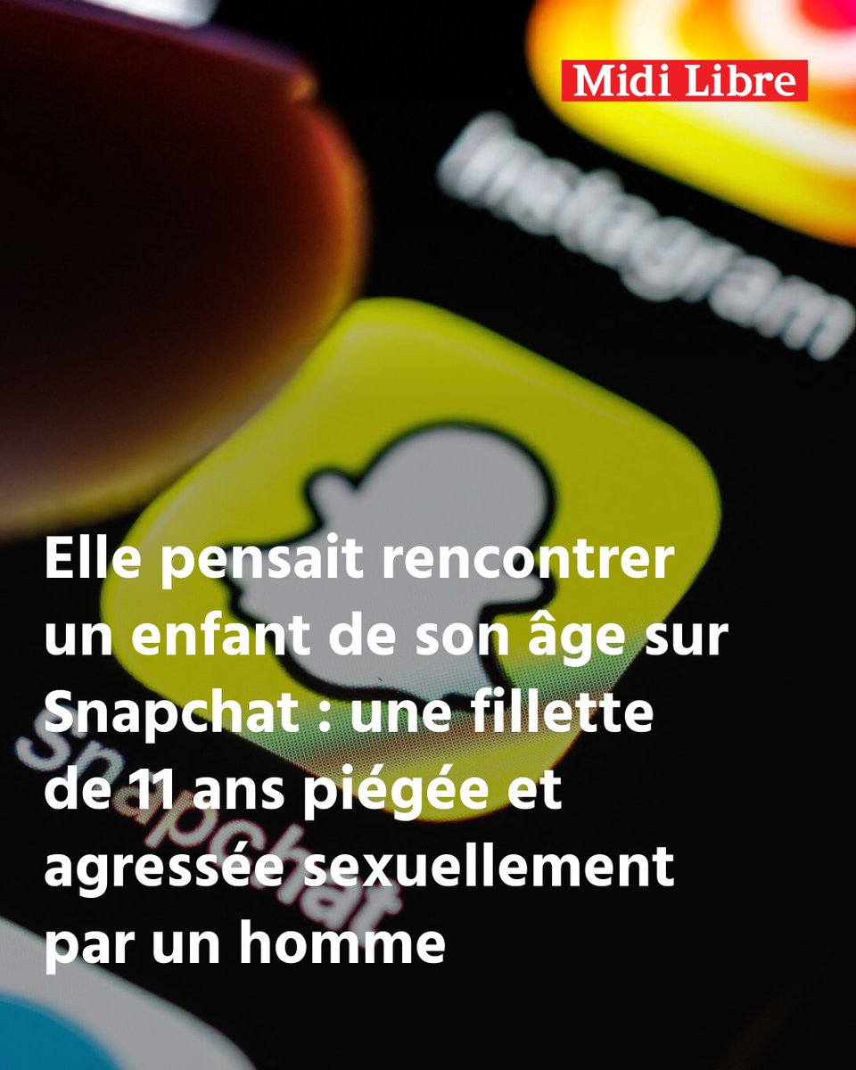 Midilibre's tweet photo. Elle pensait rencontrer un enfant de son âge sur Snapchat : une fillette de 11 ans piégée et agressée sexuellement par un homme
➡️ https://t.co/VQfcBat9cM https://t.co/fde49ggo99