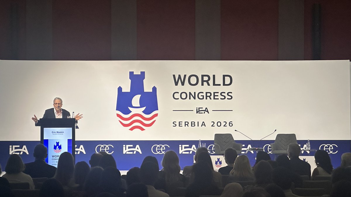 IEA_economics's tweet photo. Plenary at the Main Congress Hall 

Presidential Address - Ties and Strains in the International Economy
Elhanan Helpman (Harvard University)

Chair: Eric Maskin (Harvard University) https://t.co/XK2j0C7GKa
