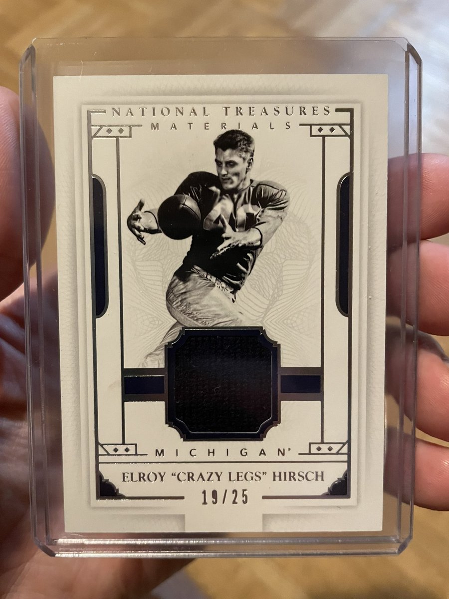 clrshonuff's tweet photo. June is my birthday month, so I'm going to post a card a day of some of my favorites in my collection.
Here is the card for June 23rd, 2026. #ShonuffCards
2016 National Treasures Elroy “Crazy Legs” Hirsch game worn Michigan college jersey card serial numbered 19/25. https://t.co/UH8c2rxEpk
