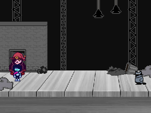 Cachororoxo's tweet photo. Since Deltarune launches tomorrow, I want to show my idea to friend inside me.

 Friend tricks Kris and Catti to get the keys to free "THE SHERIFF"
(1/3)
#deltarune #friendinsideme https://t.co/ZaPGLX4oZp