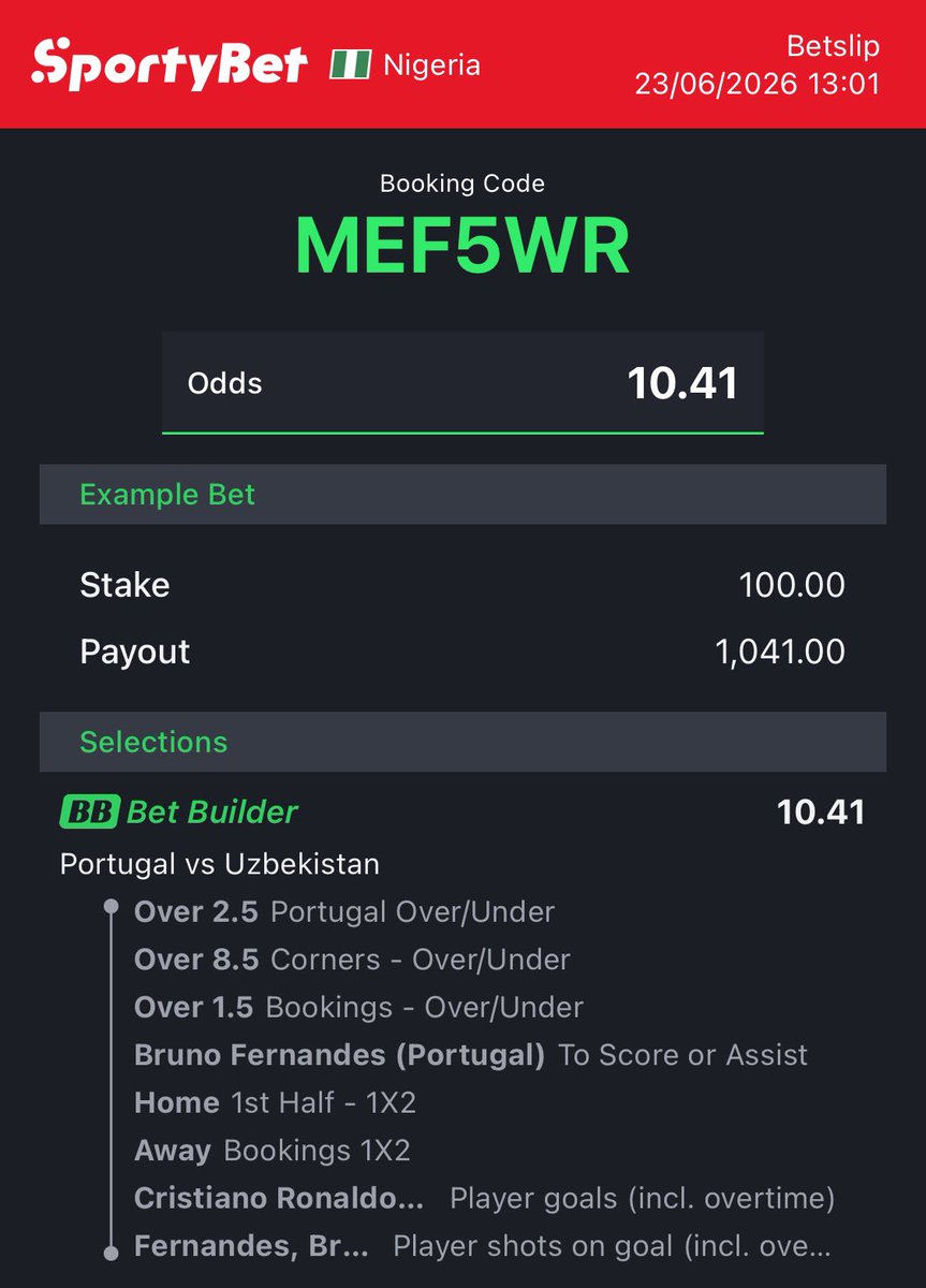 Thatendowedman's tweet photo. 10 odds
Bet builder for Portugal https://t.co/lmLK1CYwmv