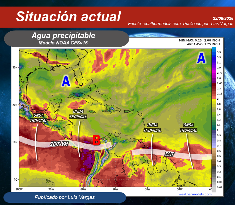 Meteovargas's tweet photo. #23Jun Capa de polvo sahariano limita la formación generalizada de nubes de evolución sobre buena parte del país (fig.1). No obstante, una onda tropical que está llegando al este de Venezuela y la actividad de la Zona de Convergencia Intertropical (fig.2), favorecerán nubosidad con lluvias moderadas y algunas estarán acompañadas de descargas eléctricas, en la región Guayana, sur y este de Monagas. Lloviznas o chubascos aislados en horas vespertinas o nocturnas en sectores de Sucre, Anzoátegui y Guárico. Asimismo, se espera que llueva en el sur de Zulia, en áreas de los Andes, suroeste de Barinas y sur de Apure. Las precipitaciones que se pudieran generar en el resto del territorio nacional serán más dispersas y ocasionales.