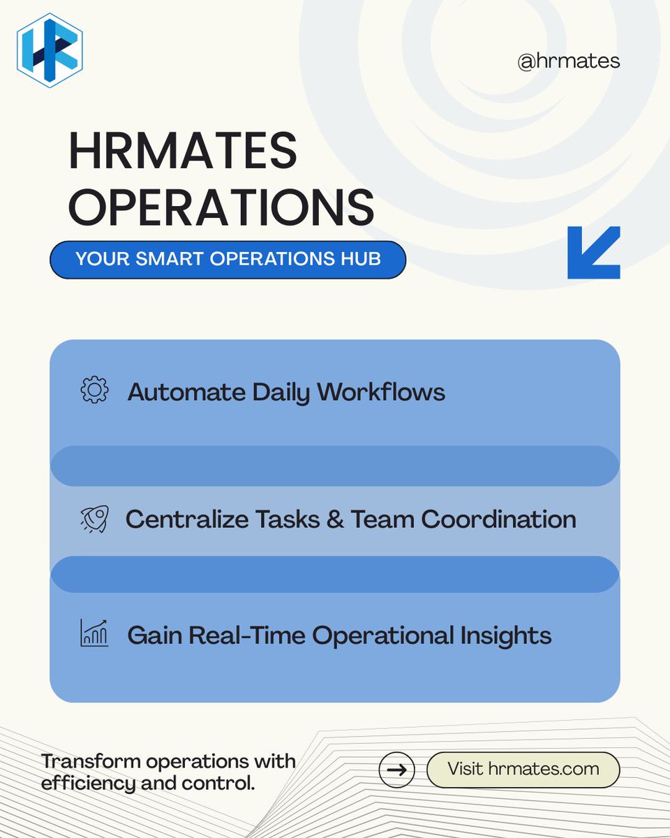 HRMatesOfficial's tweet photo. Simplify Operations. Maximize Performance.

Managing daily operations doesn't have to be complicated. HRMates Operations helps organizations streamline workflows, improve task management, and enhance team collaboration through a centralized platform.

#HRMates https://t.co/tmU9i96W17