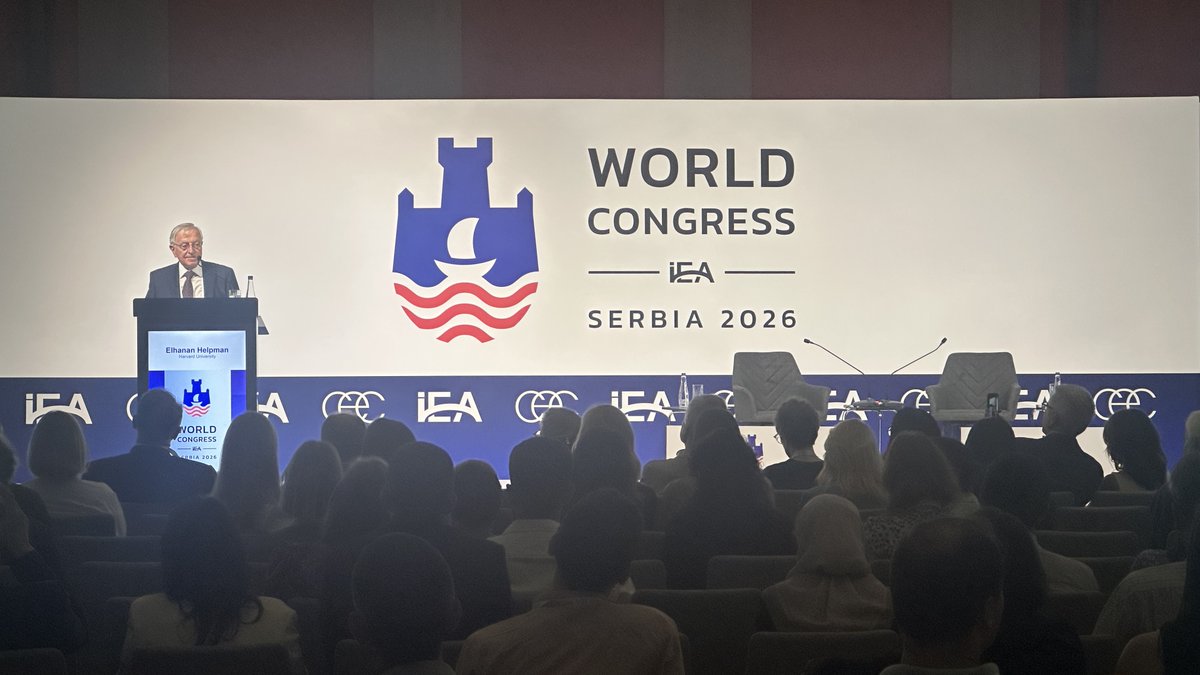 IEA_economics's tweet photo. Plenary at the Main Congress Hall 

Presidential Address - Ties and Strains in the International Economy
Elhanan Helpman (Harvard University)

Chair: Eric Maskin (Harvard University) https://t.co/XK2j0C7GKa
