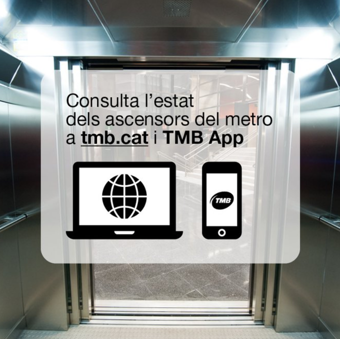 TMBinfo's tweet photo. đ #Sabiesque pots saber el funcionament dels ascensors de les lĂnies de #metrobcn convencionals al nostre web i a #TMBApp?
â
NomĂŠs cal que cliquis lâestaciĂł que necessites consultar i dins la part dâincidències veurĂ s lâestat dels seus ascensors en totes dues direccions! https://t.co/E3wZMYPJFo