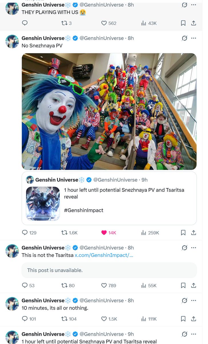 Genshin_HU_Info's tweet photo. I absolutely love how both Admins were part of the craziness that happened today 😭

Truly a Genshin Community Meltdown Moment today https://t.co/7Q9CHdpO0c