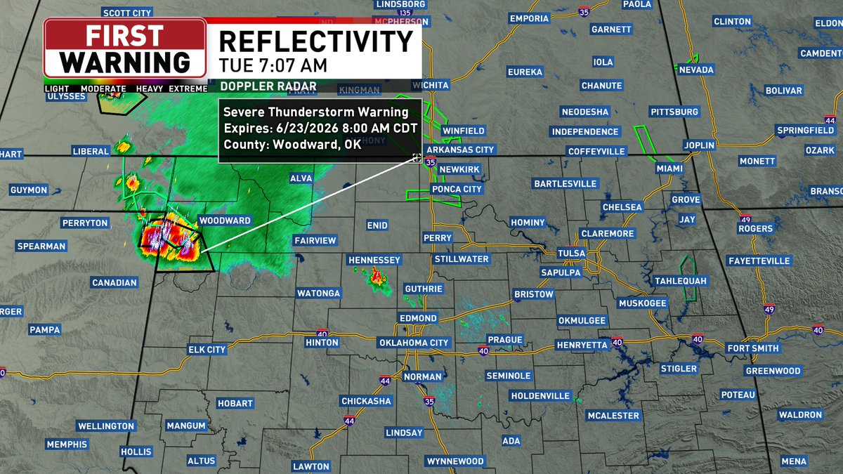 A Severe Thunderstorm Warning has been issued in northwestern