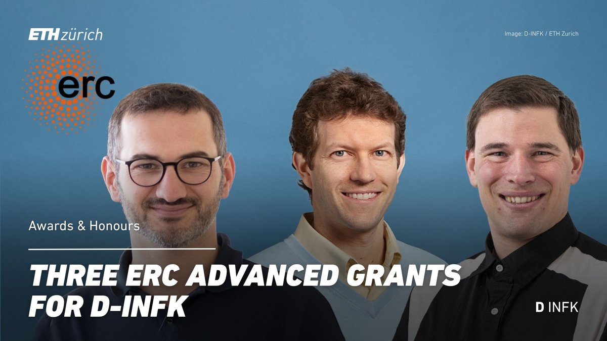 CSatETH's tweet photo. Congratulations to Professors Adrian Perrig and Srdjan Capkun, and Dr. Bernhard Haeupler on receiving ERC Advanced Grants! 
One of Europe's most prestigious research awards, the ERC Advanced Grant recognises outstanding scientific achievement.
Read now: https://t.co/NuIbdMPN22 https://t.co/WKZj9uUPTv