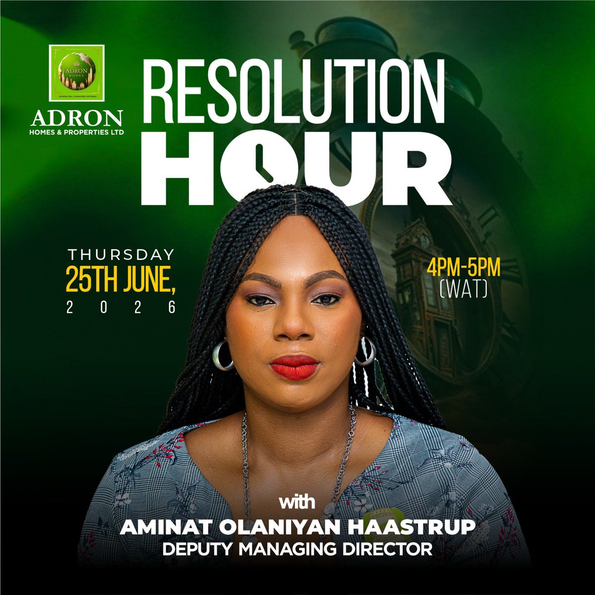 AdronHomes's tweet photo. Join us live on Facebook @adronhomesofficial between 4-5 pm on the 25th of June, 2025 ⏰ WAT for an exclusive session with our Deputy Managing Director. 

#Facebooklive #connectwithus https://t.co/nPMwgJu8zi