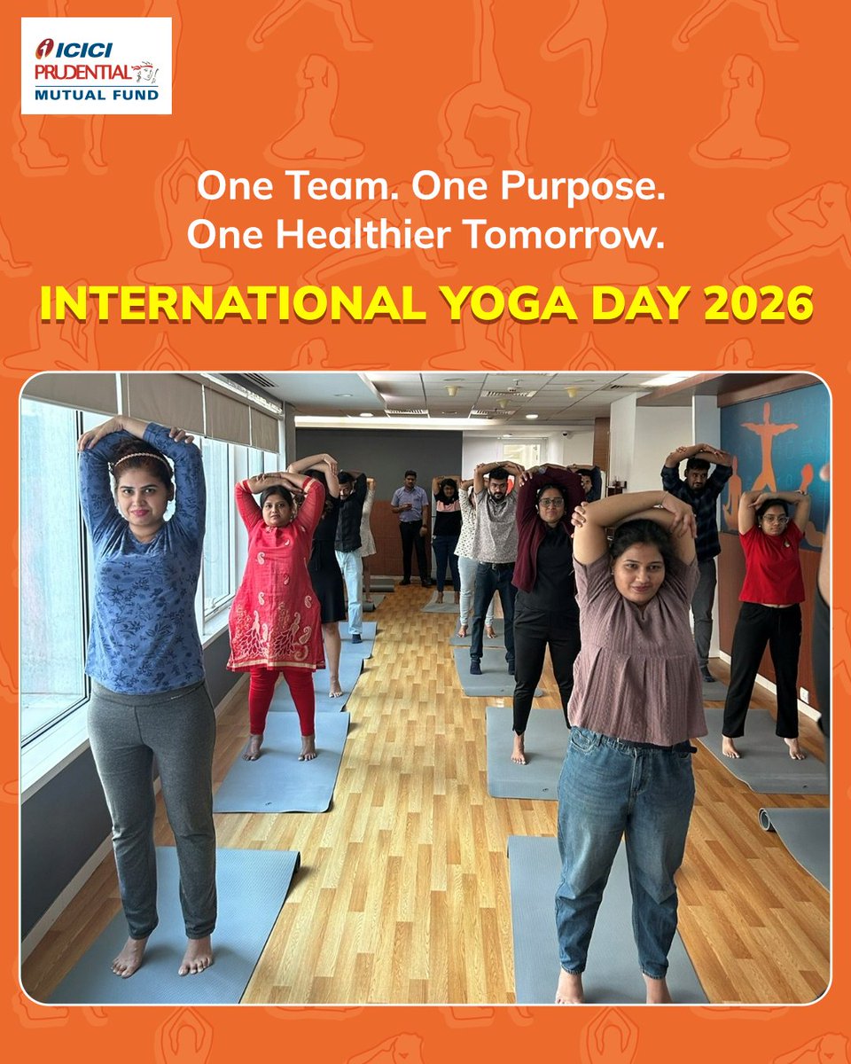 ICICIPruMF's tweet photo. This World Yoga Day, we came together to stretch, breathe, and embrace the power of good health. A reminder that when we prioritize physical health, mental well-being, and mindfulness, we grow stronger together.
#WorldYogaDay #InternationalYogaDay #EmployeeWellness #MentalHealth #WorkplaceWellness #YogaAtWork #HealthyWorkplace #Mindfulness #TeamWellness #ICICIPrudentialMutualFund
