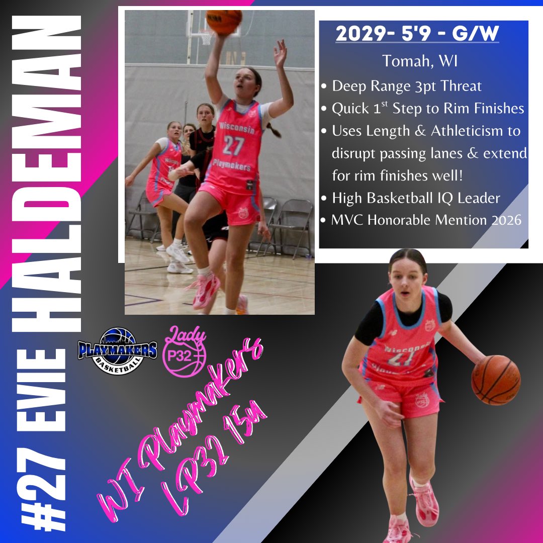 WIPlaymkrs16U's tweet photo. @mollymurphy2030 @playmkrsgirls @Coach_Peplinski @livianeumueller @hadleysullivan_ @BriaBauer @AudreyHeuer3 @AddySbball29 #27 Evie Haldeman (2029•Guard/Wing•Tomah, WI) 

@playmkrsgirls @Coach_Peplinski https://t.co/OnKnuRqnuS