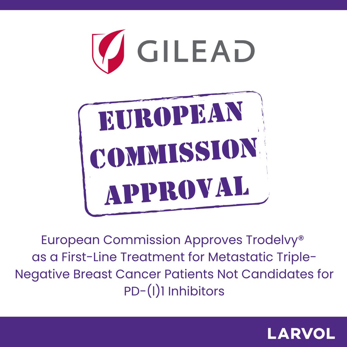 Larvol's tweet photo. European Commission Approves Trodelvy® as a First-Line Treatment for Metastatic Triple-Negative Breast Cancer Patients Not Candidates for PD-(l)1 Inhibitors

https://t.co/KT5gQIBrPI

Learn more 👉 https://t.co/aBf3F81wPI

#LARVOL #CancerResearch #CancerData #Oncology #OncologyInsights #ClinicalTrials #TNBC #BreastCancer #BCSM | @JavierCortesMD | @stolaney1 | @PTarantinoMD | @E_de_Azambuja | @ElisaAgostinett
