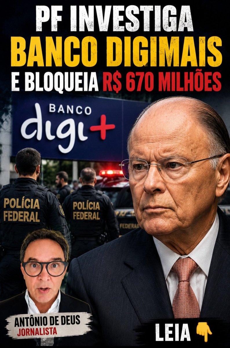 D95330Antoniode's tweet photo. R$ 670 milhões bloqueados, quebra de sigilos e uma operação da Polícia Federal colocam o Banco Digimais no centro de uma das mais repercutidas investigações financeiras do país. Transparência e esclarecimentos são indispensáveis. #PF #Digimais #Investigação #Brasil https://t.co/2yC5Ov2fr6
