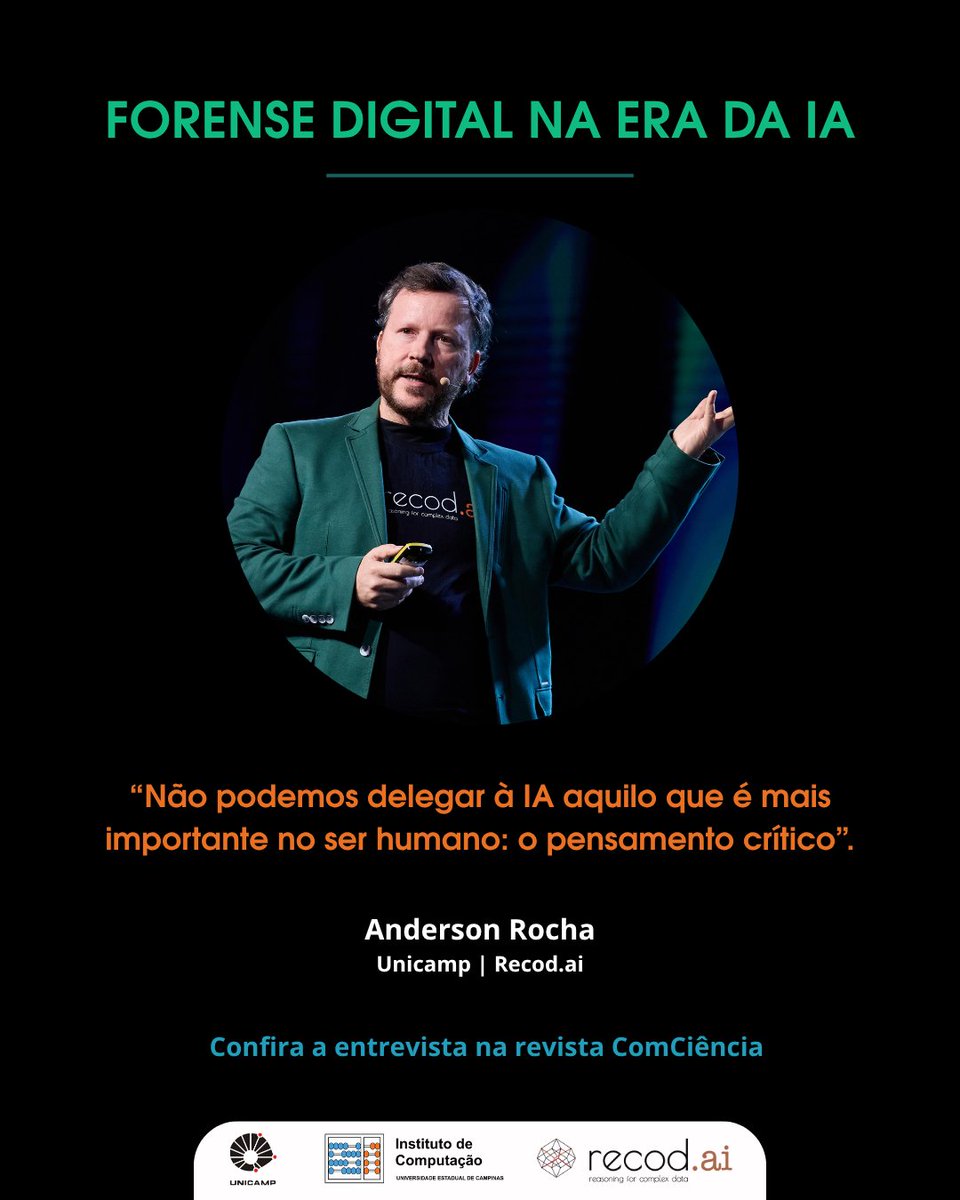 recod_ai's tweet photo. 🎙️Anderson Rocha talk about  Digital Forensics to ComCiência - magazine.

🤖The researcher reveals how AI has led to an increase in online crimes and how it is also used to detect manipulated content.

👉Comciência: https://t.co/1IL3foP8nR
#AI #Forense https://t.co/c7TmKsMSVq