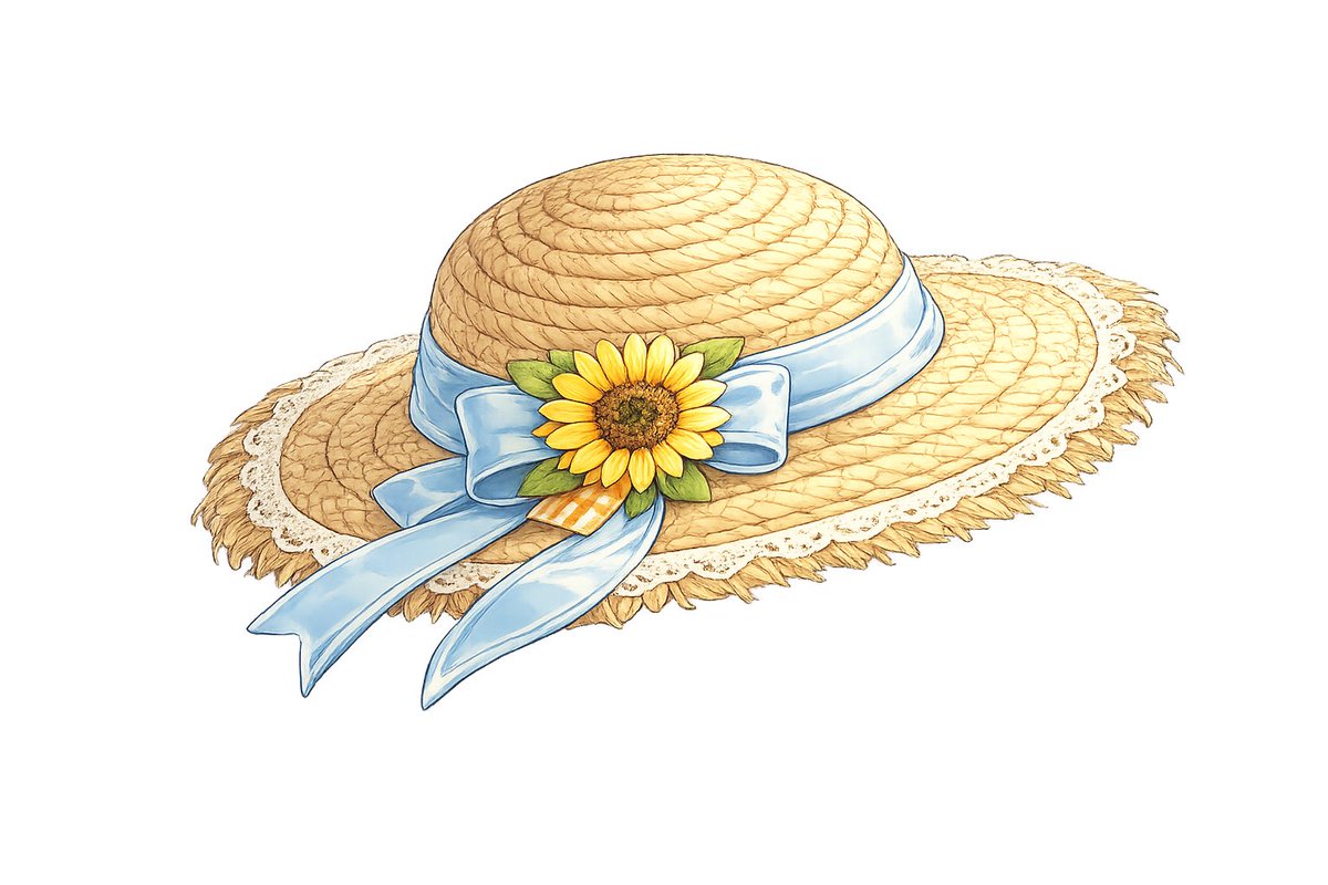 Hachie_Lab's tweet photo. 🎀【Booth限定 おまけ素材】🌻 
ひまわりやリボンがついた「麦わら帽子イラスト(3種)」もBooth限定で無料配布中！ こちらは1枚絵のため、ご自身で重なる部分を消しゴム等で消していただく【加工前提素材】となります✂️

腕に自信のある方はぜひ挑戦してみてください💪✨ https://t.co/pweBZ9tuW7 https://t.co/AvvYOthysw