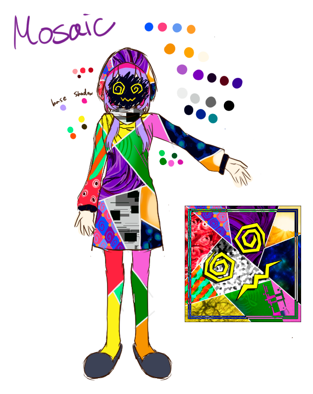 THE_BEAT_WIZARD's tweet photo. I think this is also a good time to introduce my OC, Mosaic, from my Mosaic of Nonsense album!

This is her base design, but her clothes are basically a blank canvas you can draw anything you want on!

Illustration and design by @Suzuhara_OCs 
Original concept by @notzephflix https://t.co/mu60pUJtp0