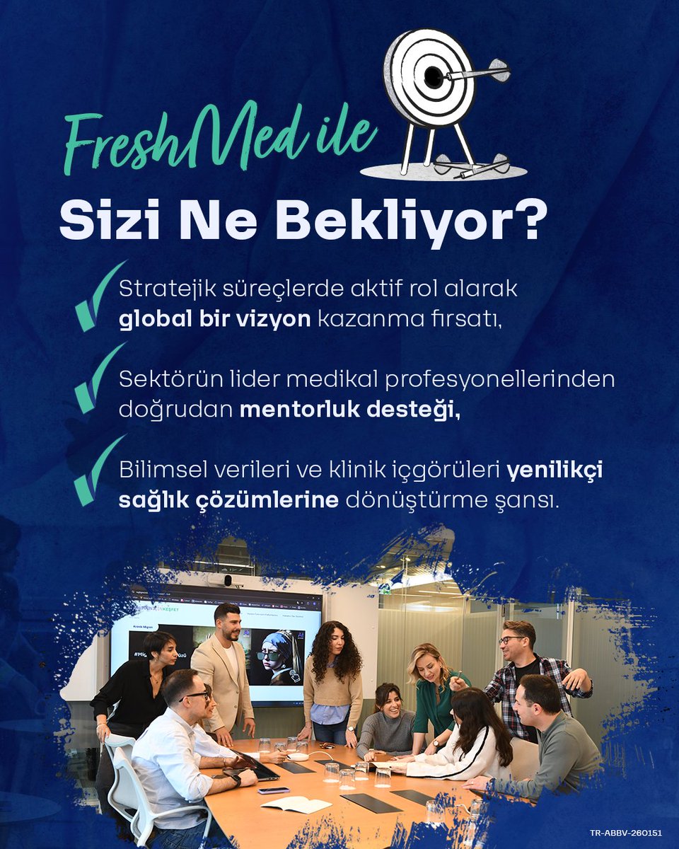 abbvieturkiye's tweet photo. AbbVie FreshMed Programı ile medikal kariyerinize güçlü bir başlangıç yapmaya hazır mısınız?

Tıp, eczacılık veya ilgili sağlık bilimleri fakültelerinden yeni mezun olan genç yeteneklere sunduğumuz bu eşsiz fırsatla, bilimin ve inovasyonun geleceğini birlikte şekillendiriyoruz. https://t.co/LOcp1gjwKH