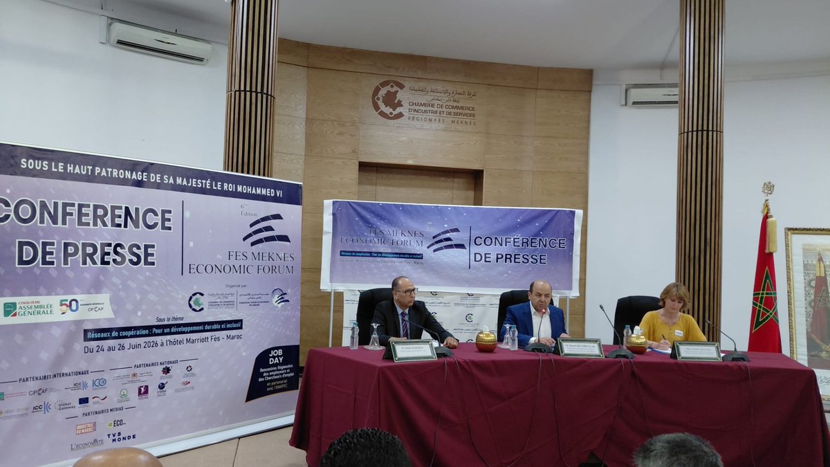 cpccaf's tweet photo. 🚀 J-1 avant la 50ᵉ Assemblée générale CPCCAF à Fès ! Pendant 3 jours, chambres consulaires, partenaires et acteurs économiques se réunissent au cœur du Forum économique Fès-Meknès pour renforcer les coopérations francophones et africaines. 🌍🤝 https://t.co/z4YBRAI3UJ https://t.co/mFXsB6URUP
