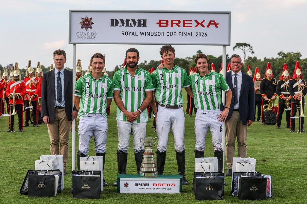 guardspoloclub's tweet photo. After 31 years Dubai Polo Team once again lift the Royal Windsor Cup trophy  after winning 7.5-4 against Green Gates Polo Team. 
MVP: Barto Castagnola
BPP: Pasqua Olivia 

#guardspoloclub #royalwindsorcup #polo #smithslawn https://t.co/CovIH4VCEA