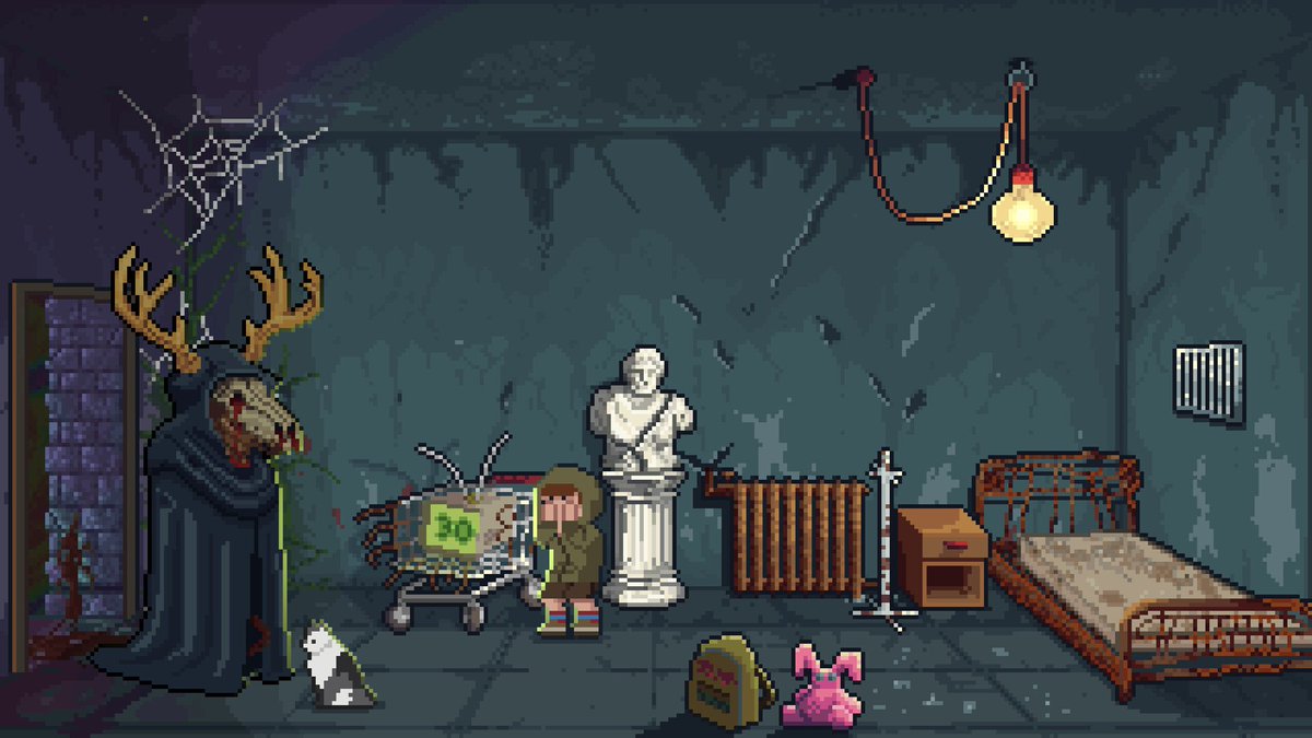 SaveGamesStudio's tweet photo. DARK SHORT ADVENTURES bundle is now on Steam!

Includes "Luna’s Room" (@donutdroid) and "Mystery of Silence" (@ayosetrujillo). Two short, dark adventures together with 20% off.

Thanks @devilishgames for the collaboration! 🌛 
#pointandclick #indiegames #pixelart https://t.co/nw0b0r503q