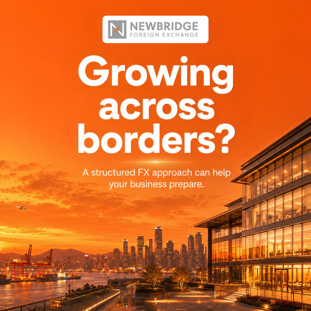 NewbridgeFX's tweet photo. Growing across borders?

International growth can create complexity across currencies.

A structured FX approach helps your business stay better prepared.

Follow @NewbridgeFX https://t.co/iC4Knb3POF