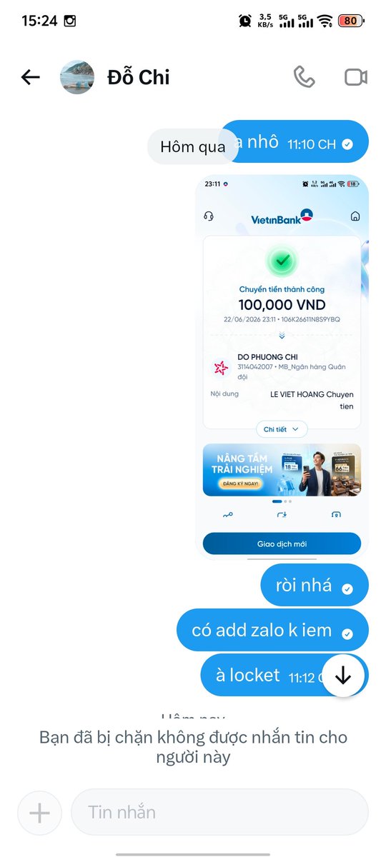 Hong2092648's tweet photo. @Vancte09 em này scam ae nhé, gửi tiền cái xong chặn luôn ae ạ, tôi test r chúc ae k bị nhé😍 https://t.co/myCP0C26Dn