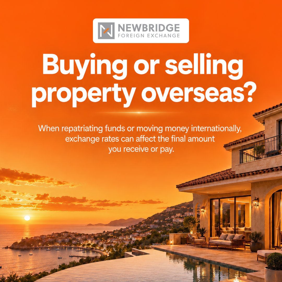 NewbridgeFX's tweet photo. Buying or selling property overseas?

When repatriating funds or moving money internationally, exchange rates can affect the final amount you receive or pay.

Planning ahead helps reduce uncertainty around large currency transfers.

Follow @NewbridgeFX https://t.co/j21sQwFLWq