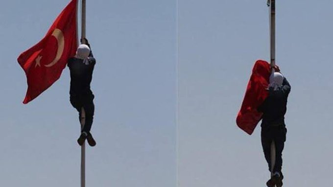 arpad_y's tweet photo. nusaybinde Türk bayrağını korumayan d*vlet amedspor bayrağını korumak için polis ordusu yolluyor 
kürt-islam çamuriyeti
sümeyye azad imperiyesi https://t.co/mHPfSvEJ2c