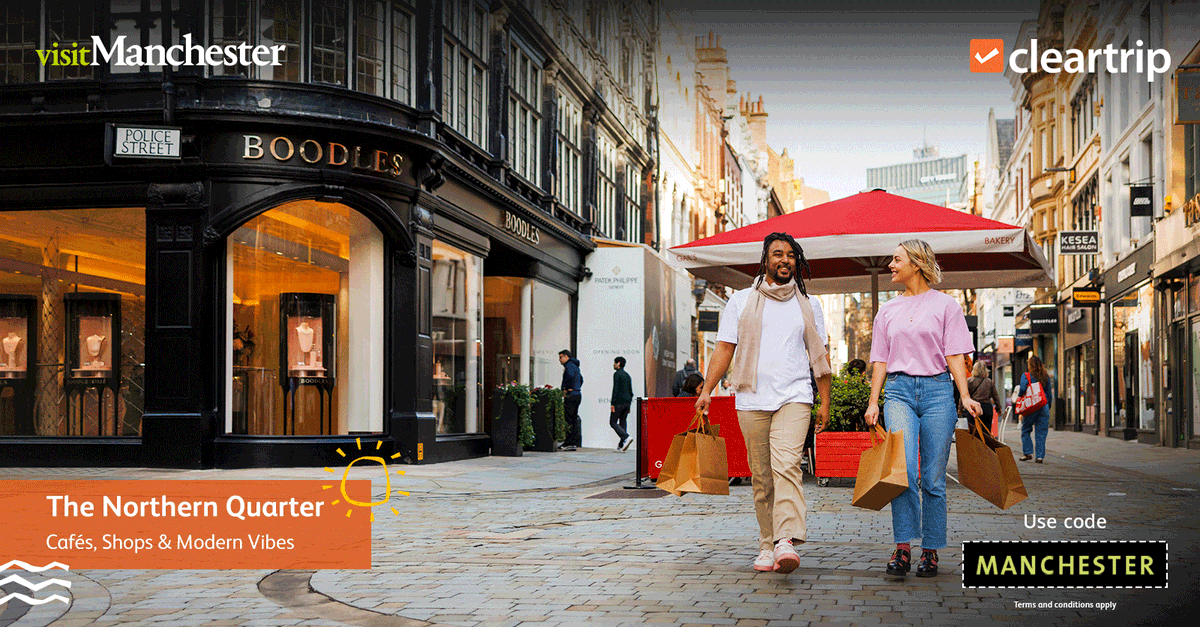 CleartripAE's tweet photo. Manchester has more to offer than you think. ✈️

Use code MANCHESTER and save up to 15% on your next trip. Culture, sport, good food, and even better stories. What are you waiting for? 👇

🔗 Book now on Cleartrip https://t.co/gF1zq3KEiv