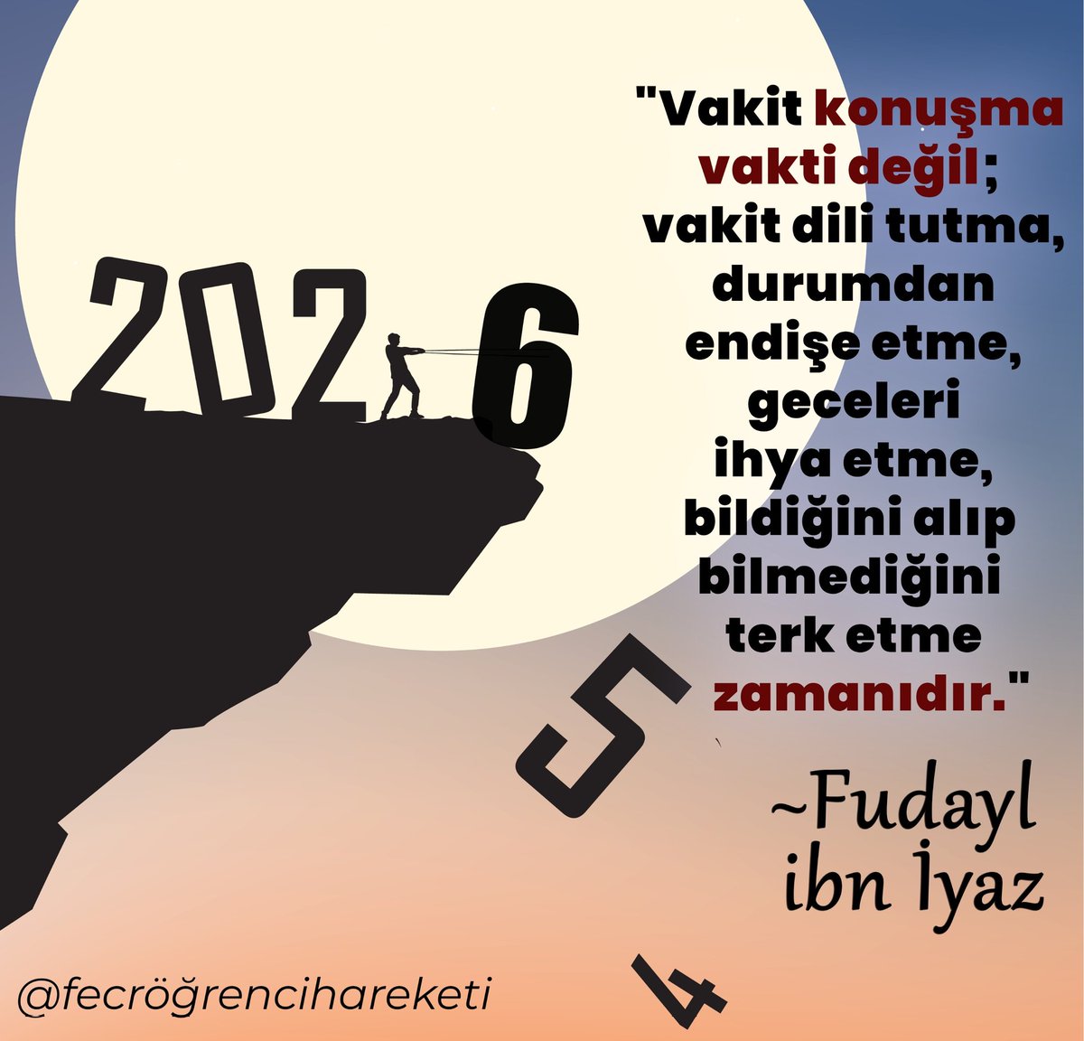 Fecrogrenci's tweet photo. Sözün çok, amelin ise az olduğu bir çağda yaşıyoruz. Gelin, akıp giden ömür sermayemizi boş konuşmalarla tüketmek yerine; dilimizi muhafaza ettiğimiz, gecelerimizi ihya ile dirilttiğimiz ve bildiklerimizle samimiyetle amel ettiğimiz bir uyanışa vesile kılalım. https://t.co/K0rXzpsUFD