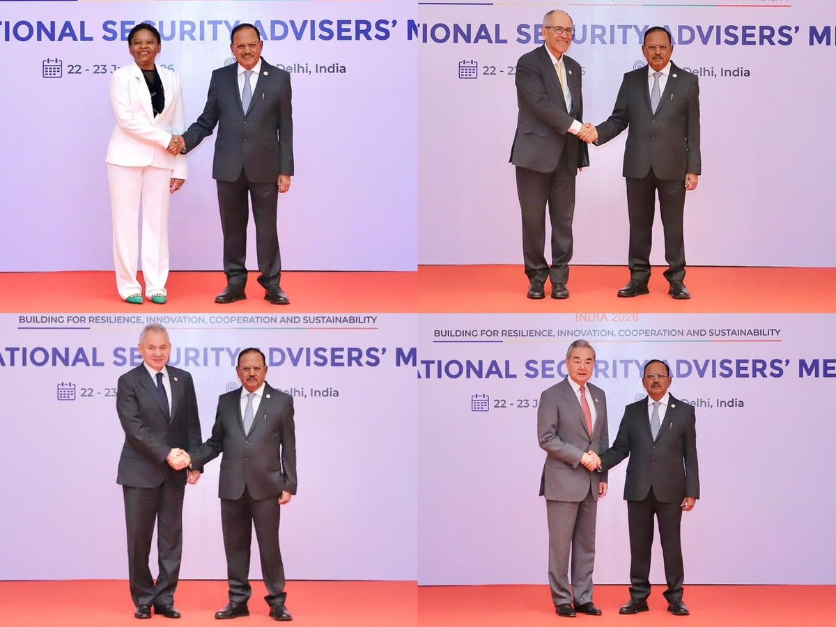 ani_digital's tweet photo. Ajit Doval welcomes BRICS and partner nations at 16th National Security Advisers' Meeting
Read @ANI Story | https://t.co/RYxgTmjUKD
#AjitDoval #BRICS #NSAmeet https://t.co/EFzFNVZjHw