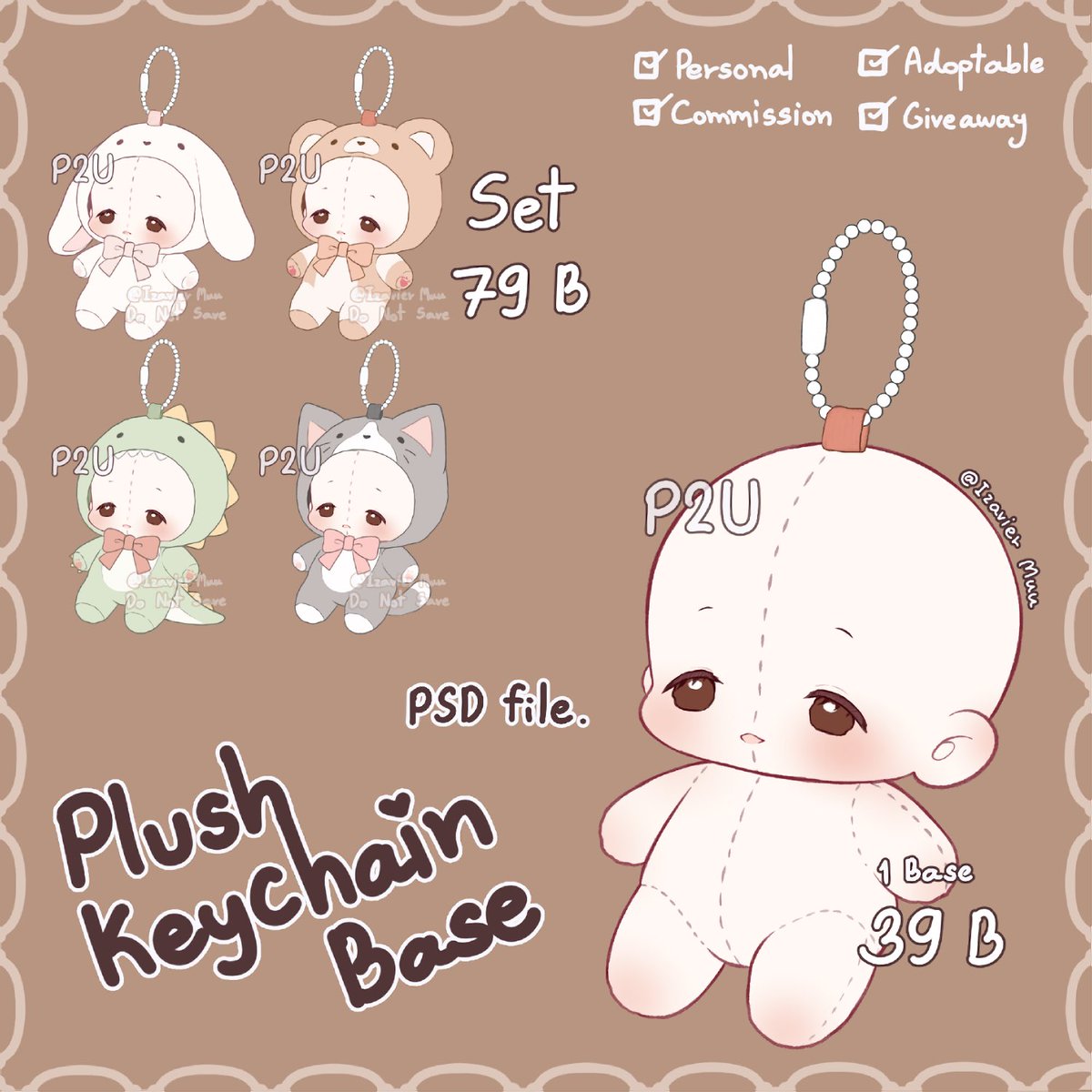 Izavier_Muu's tweet photo. #P2U #เปิดขายเรื่อยๆ #มีเจ้าของได้หลายคน
Plush Keychain Base V1
ไฟล์ที่ได้รับ PSD.
(ดึงเมลรับผ่าน Google Drive)
🩷 เบสเปล่า 39 ฿
🩷 Base Set 79 ฿ (เบสเปล่า + 4 คอสตูม)
สถานะ : เปิดตลอด
ช่องทางการชำระเงิน
- ธนาคาร
- ทรูมันนี่ วอลเลต +20 ฿
กฎการใช้งานเบสอยู่ในภาพนะคะ https://t.co/UKHhSyuiH0