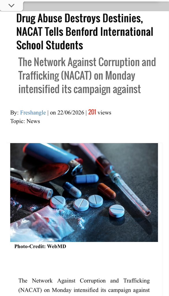 NacatInitiative's tweet photo. The Network Against Corruption and Trafficking (NACAT) on Monday intensified its campaign against substance abuse among young people with a sensitisation programme held at Benford International School, Abuja, where students were educated on the dangers of drug abuse.
#nacat https://t.co/WlK7yIBWV9
