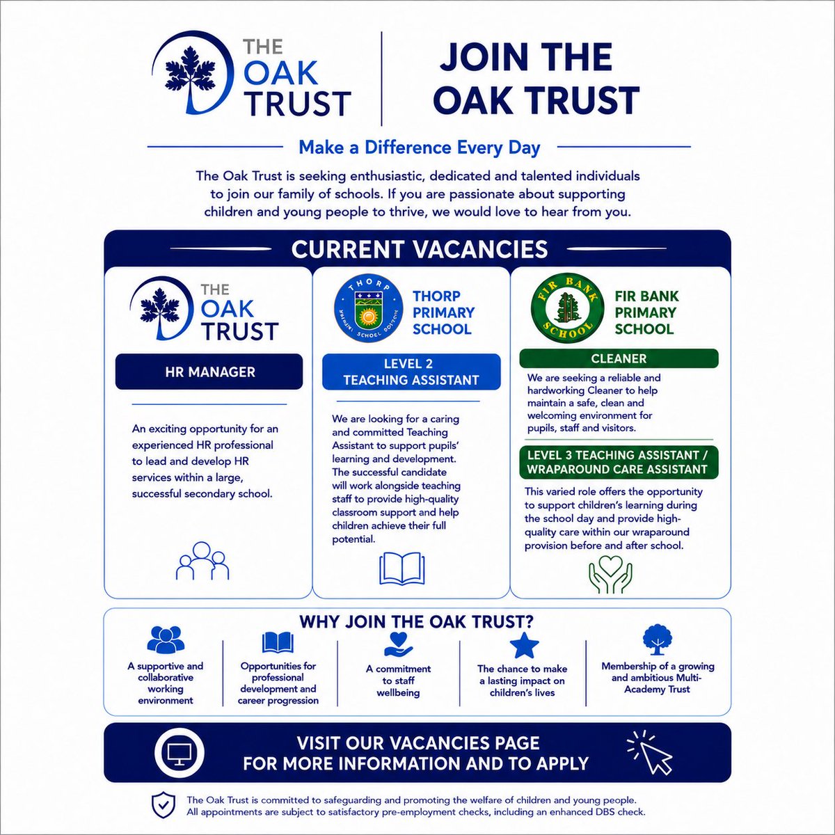 TheOakTrust's tweet photo. The Oak Trust currently have several exciting vacancies.

Follow the link below to find out more information and to apply,

https://t.co/Z4d2zomZNV https://t.co/dNVkCnAWtP