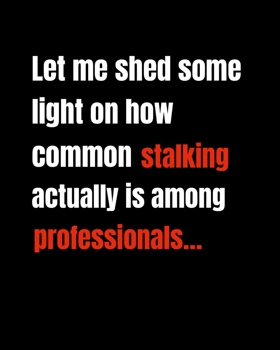 DrJessTaylor's tweet photo. Let me shed some light on how common stalking actually is among professionals. 

I know that some of you have been stalked and harassed by your colleagues and peers - I know I have. But what I didn’t know until I did the research for the new book, was how common this actually is across our different sectors… 

A thread of different professionals who are stalked and who stalk others…