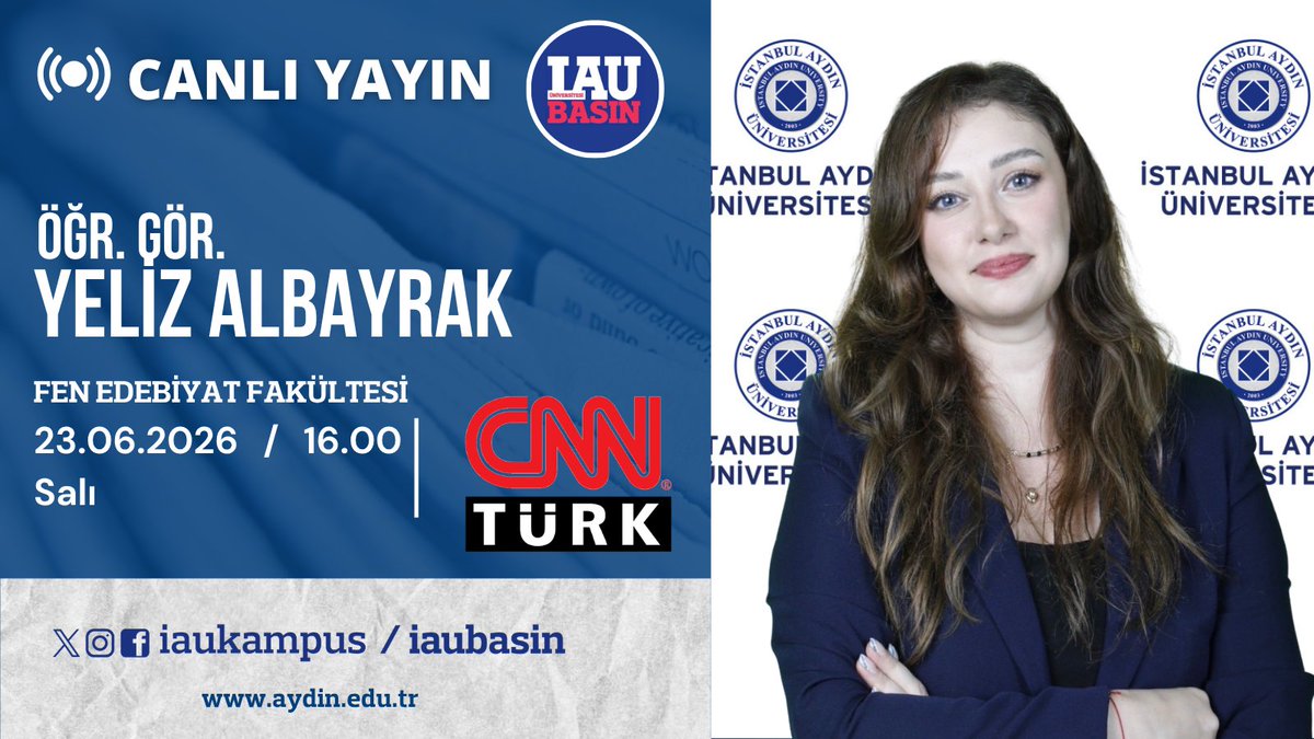 IAUPress's tweet photo. 📺 Öğretim Görevlimiz Yeliz Albayrak, dış politika gündeminde yaşanan son gelişmeler hakkında değerlendirmelerde bulunacak.    
 
İzlemek için 👉🏻 https://t.co/n7zp6gO9Lt

@IAUKampus

@drmaydin

@YelizAlbayrak3

@cnnturk

@fef_iau https://t.co/hkeVgR7R9x