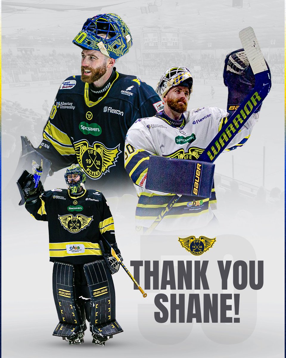 FifeFlyers's tweet photo. 💙THANK YOU, SHANE💛

After 7 seasons between the pipes, Shane Owen has announced he will be moving on to the @SteeldogsIHC.

A huge part of the Flyers family and a firm fan favourite.

Thank you for everything, Shane, and all the very best to you and your family for the future! https://t.co/T67XmR9ntX