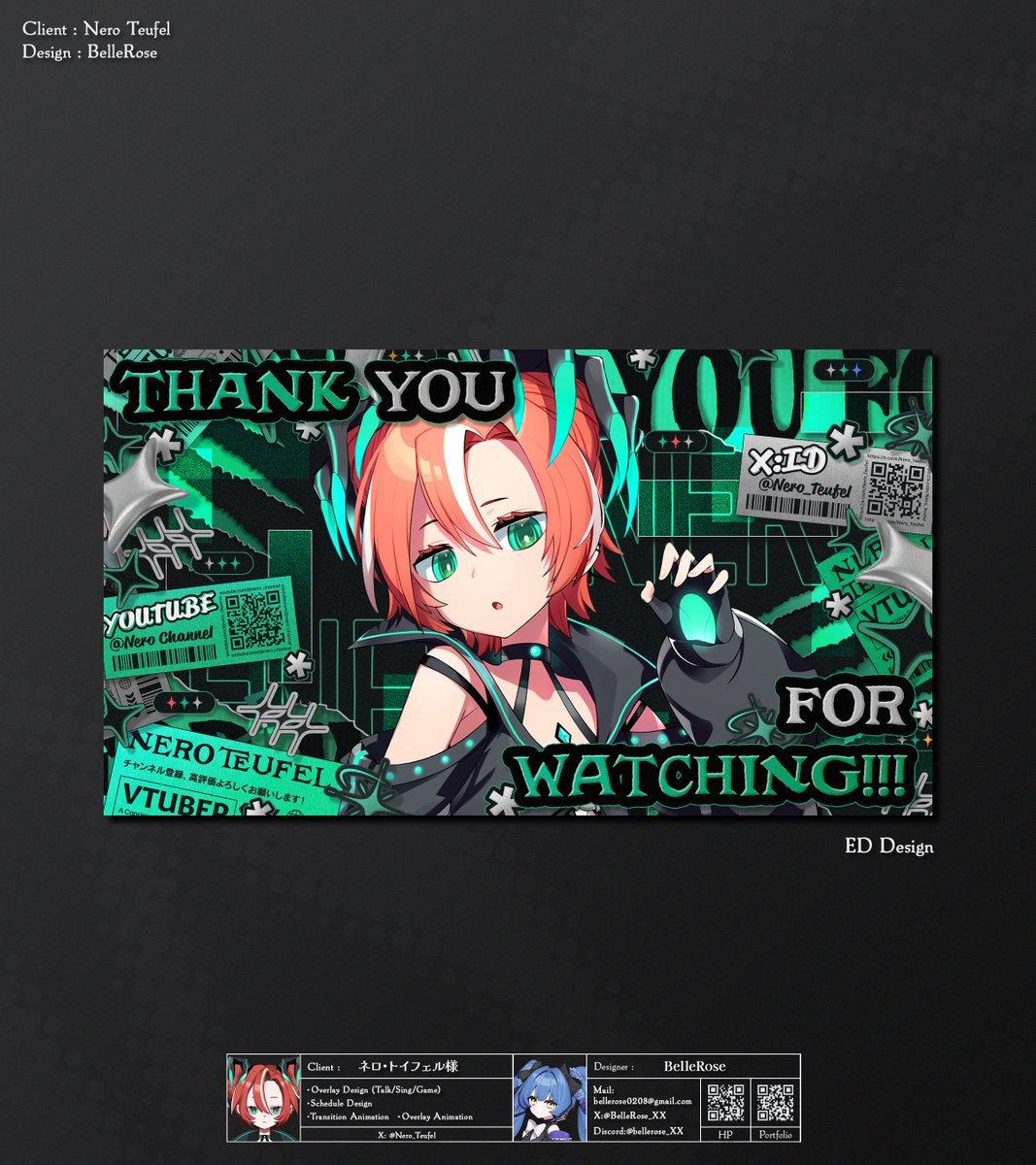 BelleRose_XX's tweet photo. 《お知らせ👁️‍🗨️✨》

Vtuber ネロ・トイフェル様（@Nero_Teufel）の宣伝プロフィール画像、OP、ED、トランジションを作成いたしました～～✨

アニメーション動画は別投稿にてご紹介✨‼️
ありがとうございました💚🖤 https://t.co/foZDSKOSIx