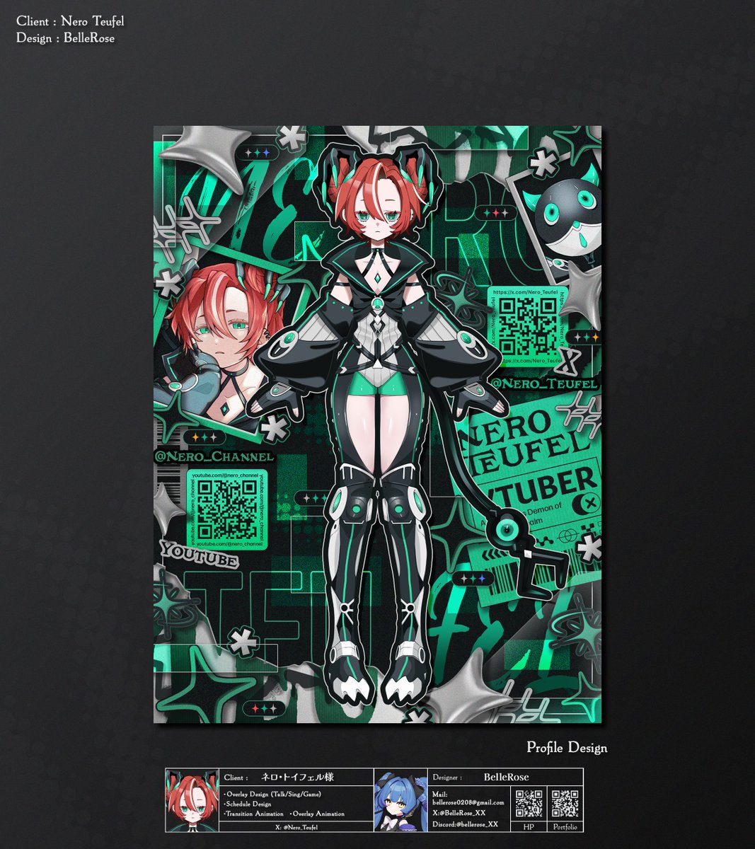 BelleRose_XX's tweet photo. 《お知らせ👁️‍🗨️✨》

Vtuber ネロ・トイフェル様（@Nero_Teufel）の宣伝プロフィール画像、OP、ED、トランジションを作成いたしました～～✨

アニメーション動画は別投稿にてご紹介✨‼️
ありがとうございました💚🖤 https://t.co/foZDSKOSIx