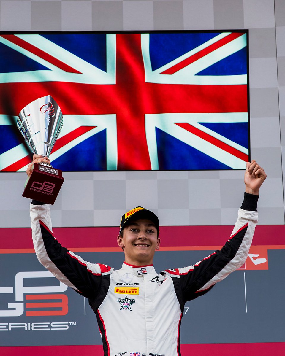 MercedesAMGF1's tweet photo. GP3 ✅ F2  ✅ F1  ✅

Austria has been a happy hunting ground for George 👊 https://t.co/qw8EXYZLhU
