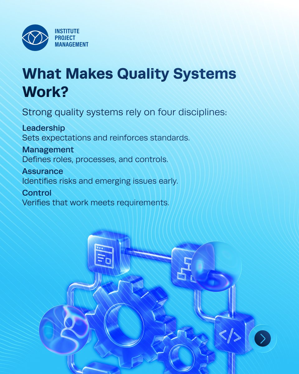 ProjectMgmtInst's tweet photo. Nuclear projects offer a powerful lesson for project professionals: quality is not something inspected at the end of delivery. Read the full article by Nazwa Salim:https://t.co/l7ycfrcFrD
#ProjectManagement #ProjectGovernance #QualityManagement #Leadership https://t.co/aJXw21btnq