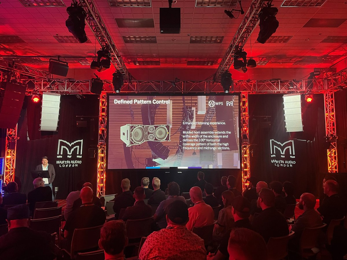 MartinAudioLtd's tweet photo. Get up close with Wavefront Precision, the cabinets that carried two of the application walkthroughs in our Demo Room. 
Discover the control and coverage of Wavefront Precision: https://t.co/kmh3AII6mm
#HaveYouHeard #MartinAudio #MartinAudioLondon #UniteYourAudience #InfoComm2026 https://t.co/nWK2yjuWKh
