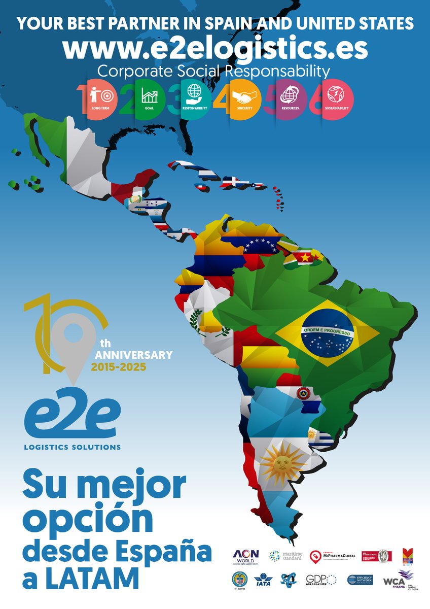 e2elogisticses's tweet photo. We manage international sea and air shipments between Spain, Central America, and South America. 

#FreightForwarding #E2eLogisticsSolutions #SupplyChain #WorldWideShipping #LatamTrade #WCASLC2026 #WCAworld #MiPharmaGlobal https://t.co/tQgG9J3pb6