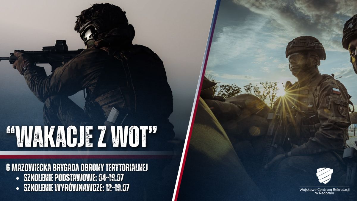 WCRRadom's tweet photo. ☀️ Wakacje z WOT 2026 
Wykorzystaj lato na 100% i spędź je na Wakacjach z WOT💪❗

👉6 Mazowiecka Brygada Obrony Terytorialnej
Szkolenie podstawowe: 04–19.07
Szkolenie wyrównawcze: 12–19.07
#WakacjezWOT
📸 18 Dywizja Zmechanizowana - st.szer. Sebastian Żądło
📸WOT https://t.co/55hGoCr8m1