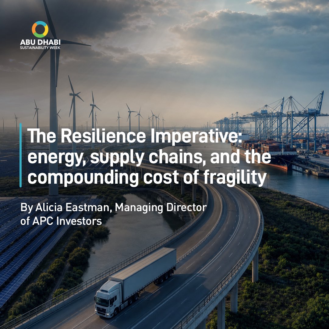 ADSWagenda's tweet photo. In "The Resilience Imperative: Energy, Supply Chains, and the Compounding Cost of Fragility," Alicia Eastman, Managing Director of APC Investors, explores why energy sits at the foundation of economic stability and why resilience must be intentionally designed into systems before the next disruption occurs.

Read the full article: https://t.co/ghyY4fYYc2

#ADSW #ResilientSystems