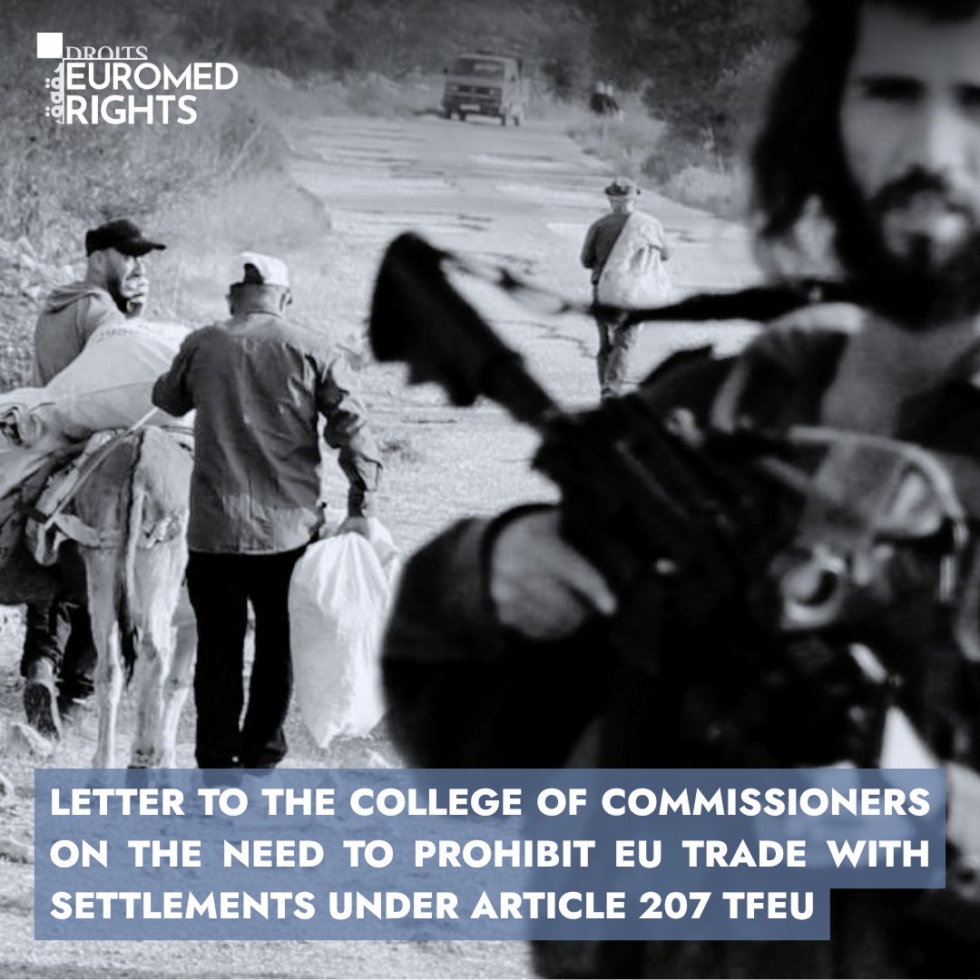 EuroMedRights's tweet photo. The EU cannot claim to uphold international law while continuing trade with illegal settlements. We join +11 human rights groups in calling on the European Commission to propose regulation to stop trade with Israeli settlements in the Occupied Palestinian Territory, in line with the International Court of Justice's 2024 advisory opinion and the EU’s legal obligations. Read the full joint letter: https://t.co/Vc4UYyHyXX